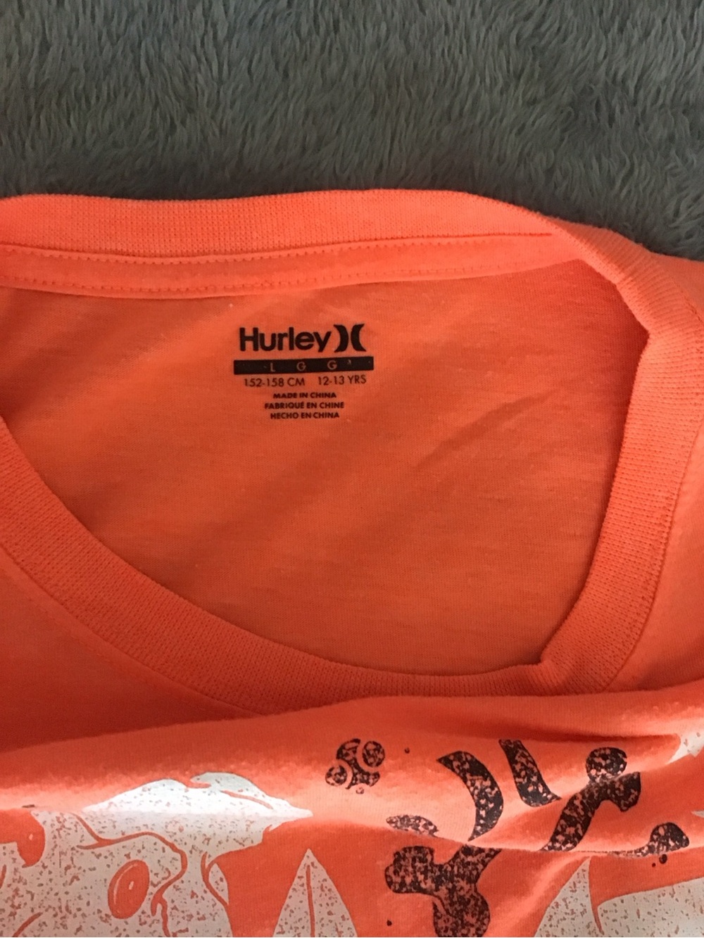 Hurley Neon Orange Surf Graphic Kids Short Sleeve Tee - Picture 2 of 3